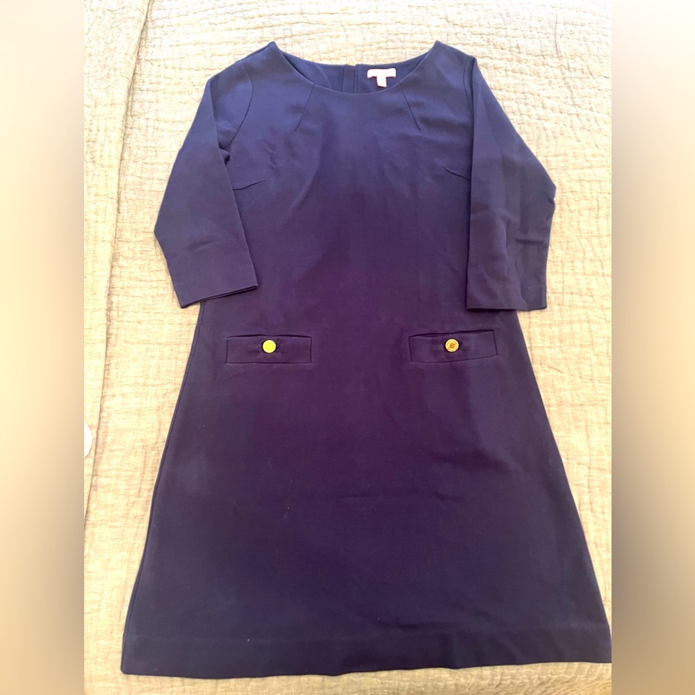 Lily Pulitzer Navy Gold Button Pink Zipper Large